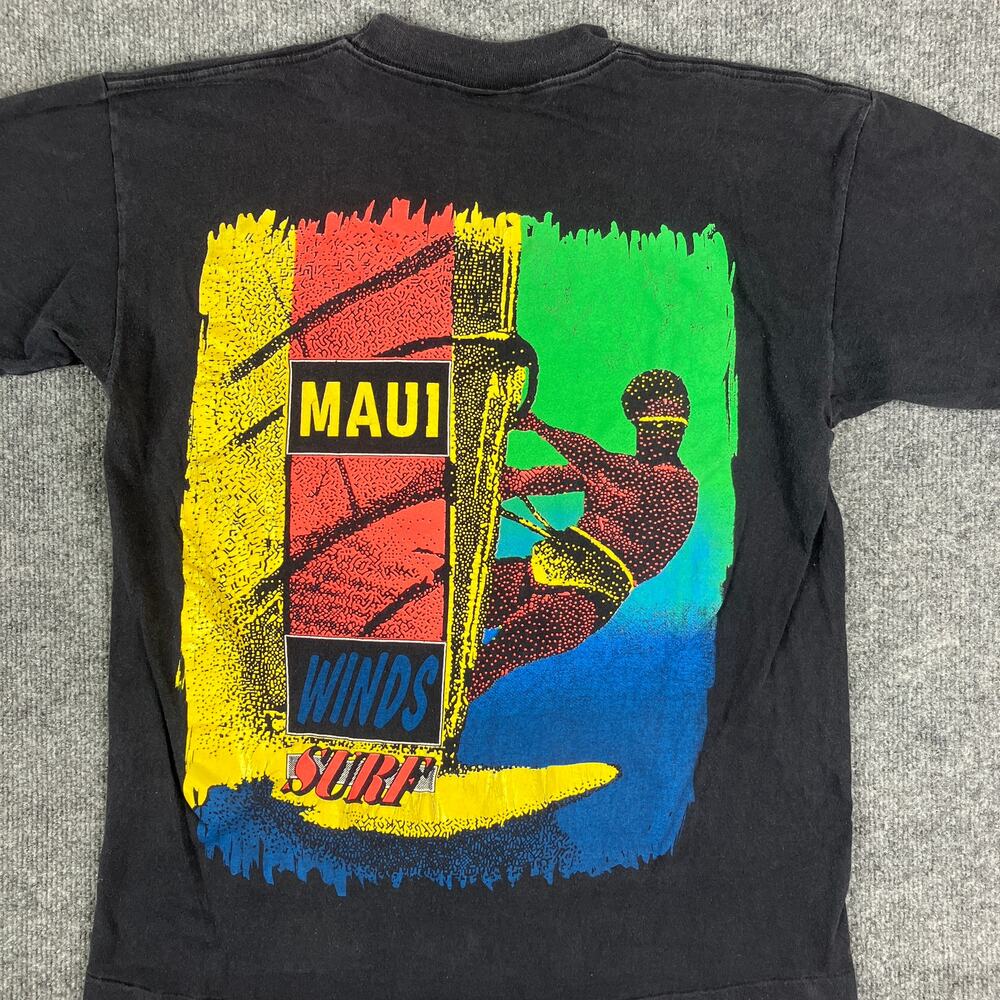 SSI T-Shirt Mens Large Black Maui Team‎ Winds Surf Colorful Graphic Vintage